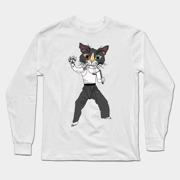 Karate Cat Long Sleeve T-Shirt by notsniwart